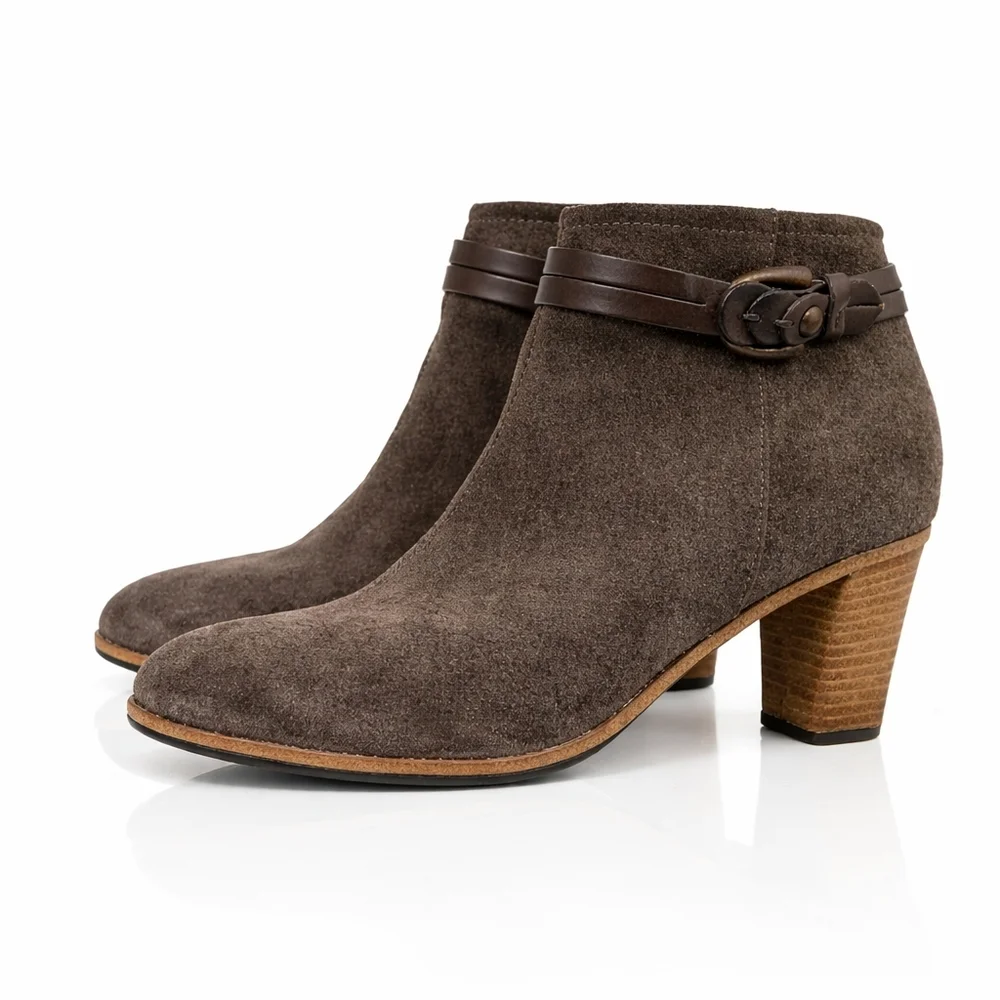 💵 $475 ALBERTO FERMANI Ginosa Suede ANKLE BOOTS – Size 38 Brown Suede Booties